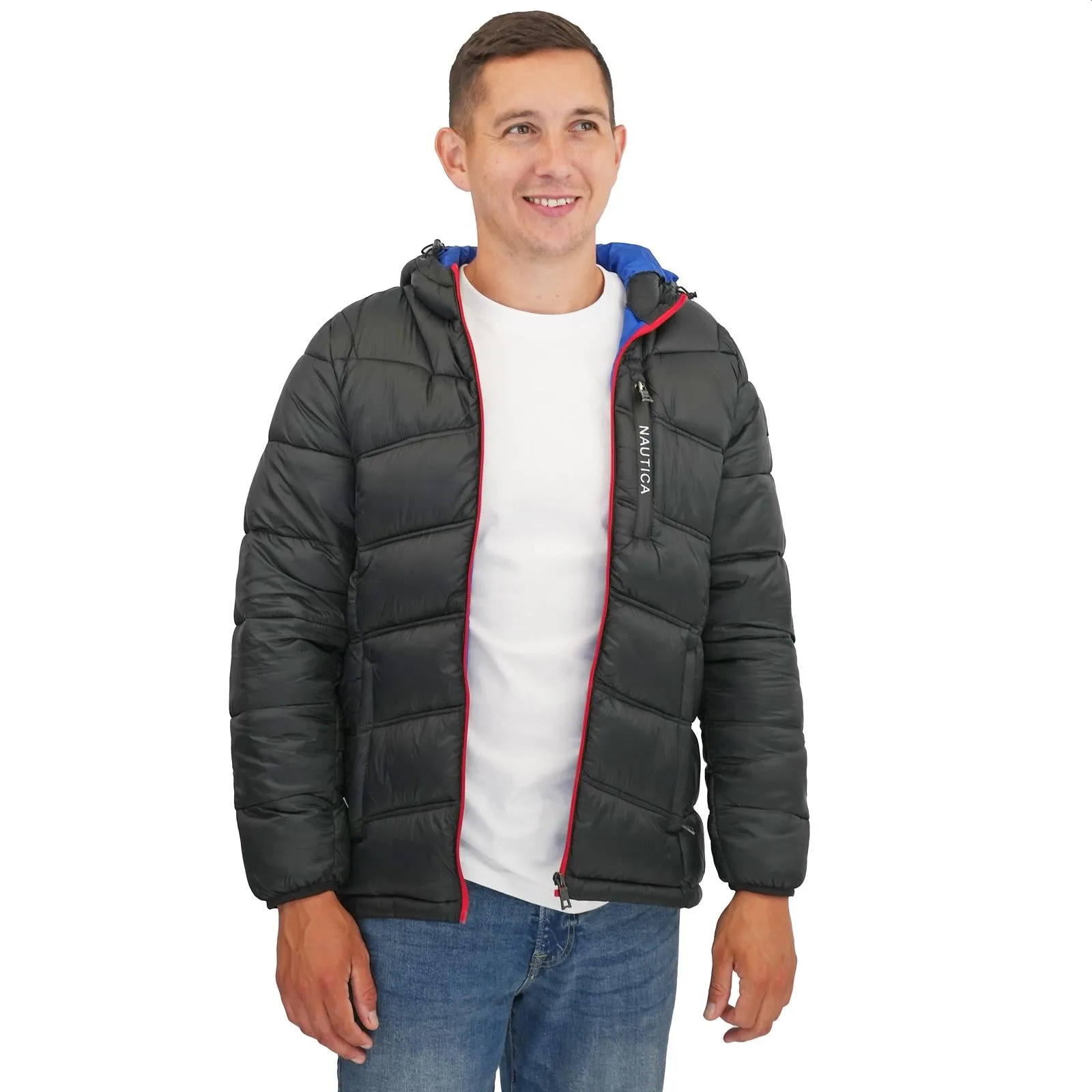 Nautica Mens Performance N83 Hooded Puffer Jacket Black