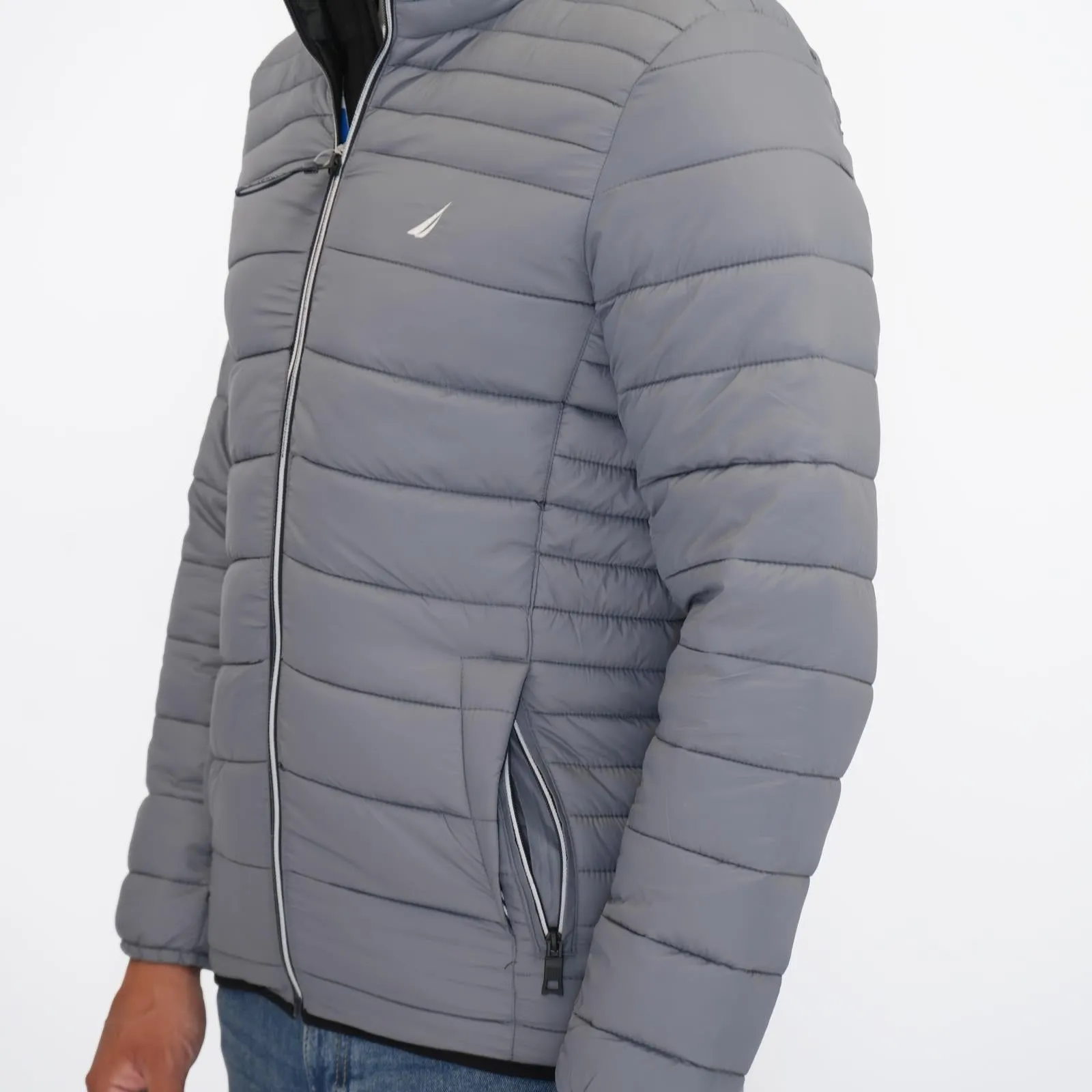 Nautica Performance Double Zip Puffer Jacket Grey