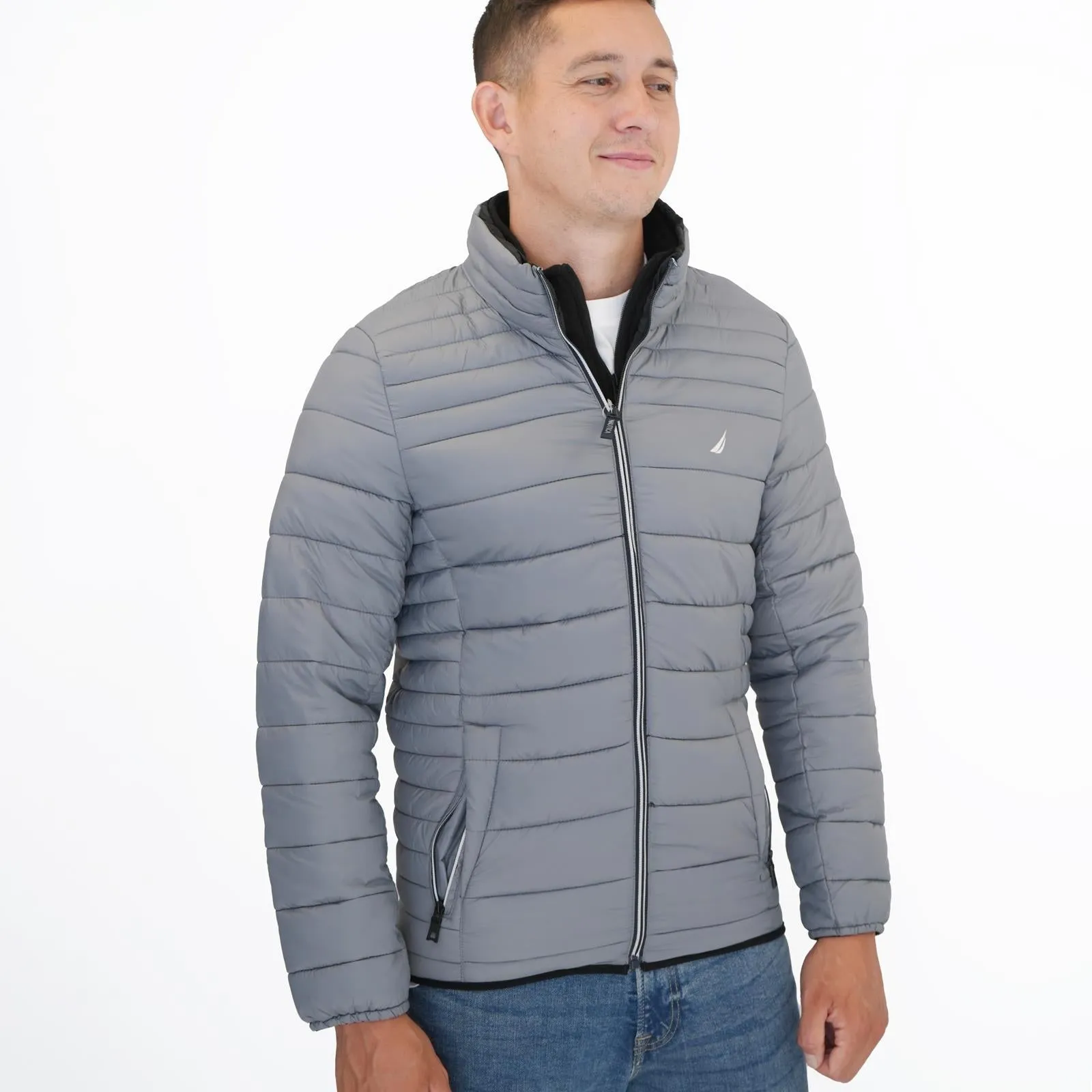 Nautica Performance Double Zip Puffer Jacket Grey