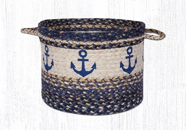 Nautical Anchor Braided Jute Utility Baskets