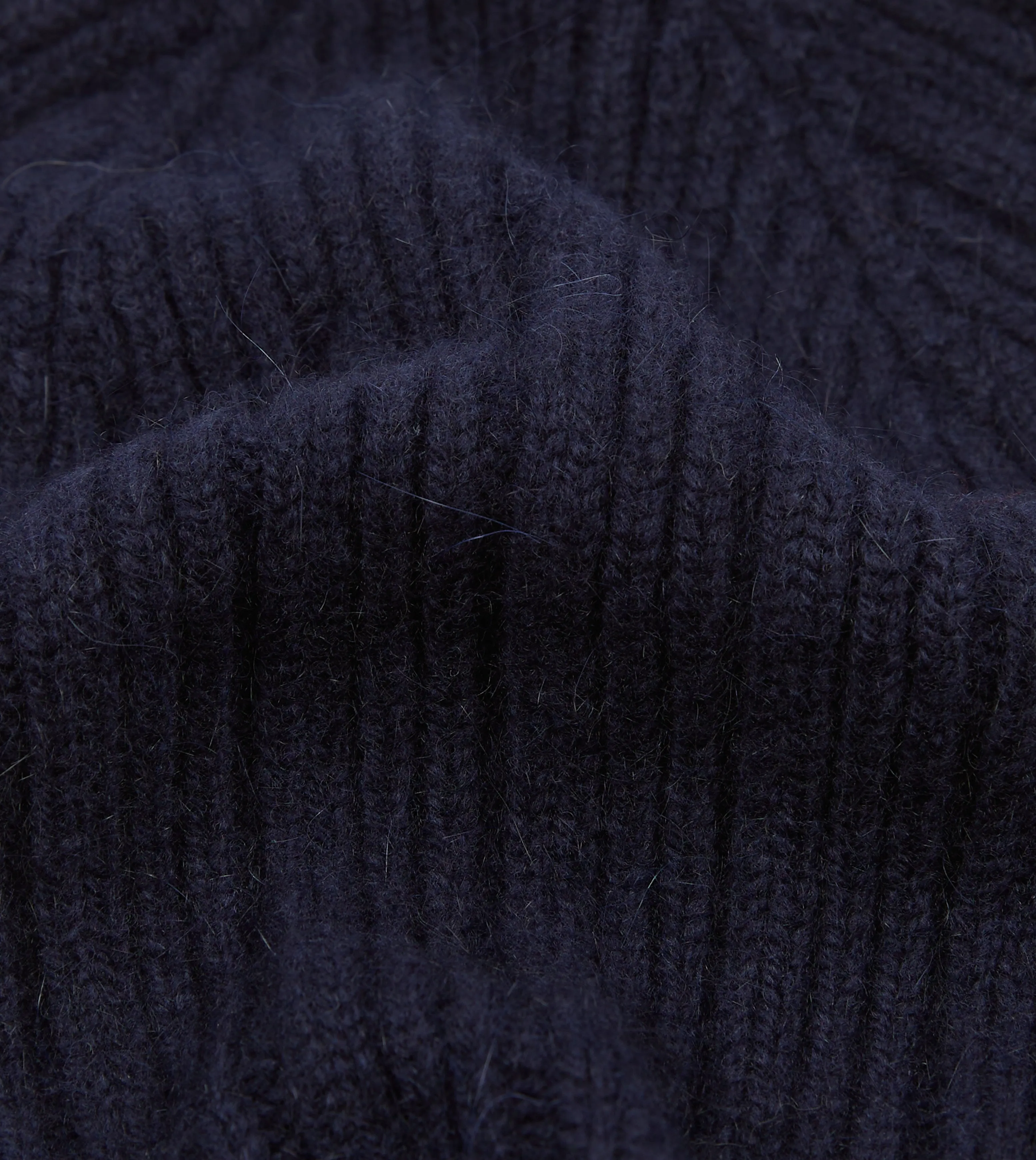 Navy Angora Lambswool Ribbed Knit Cap