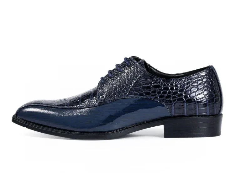 Navy Blue Men's Harvey Lace Up Dress Shoes Two Tone Fashion Design