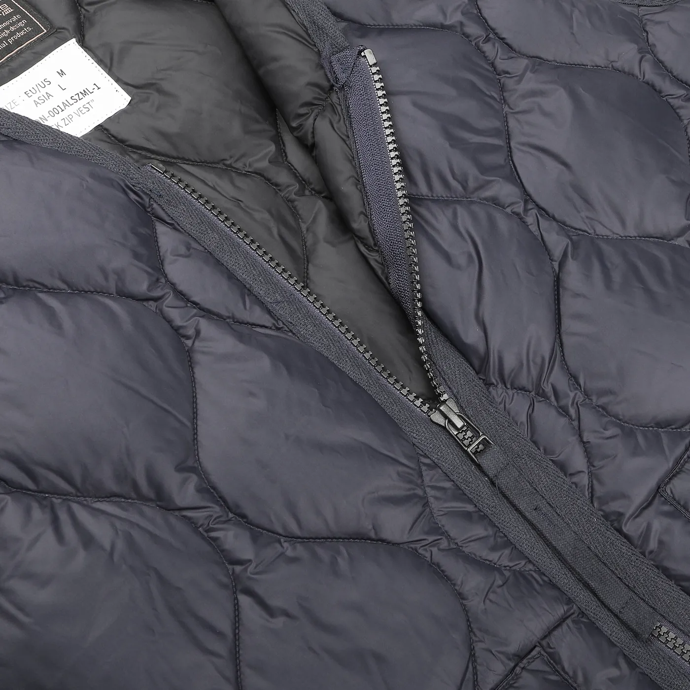 Navy Blue Nylon Down Padded Zip Vest