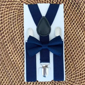 Navy Bow Tie & Navy Suspenders Set