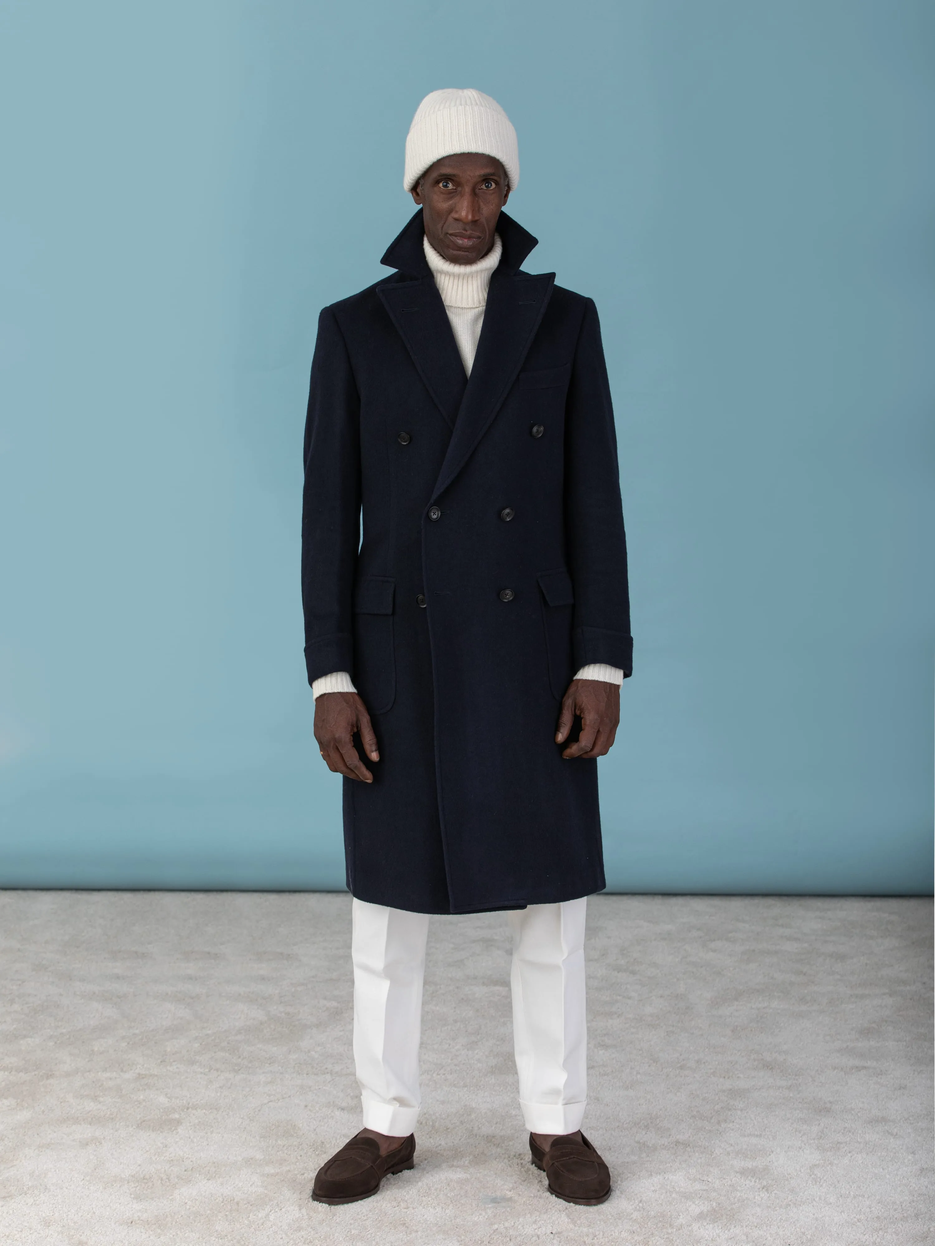 Navy Cashmere Coat