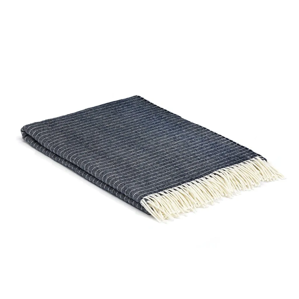 Navy Dash Lambswool Blanket