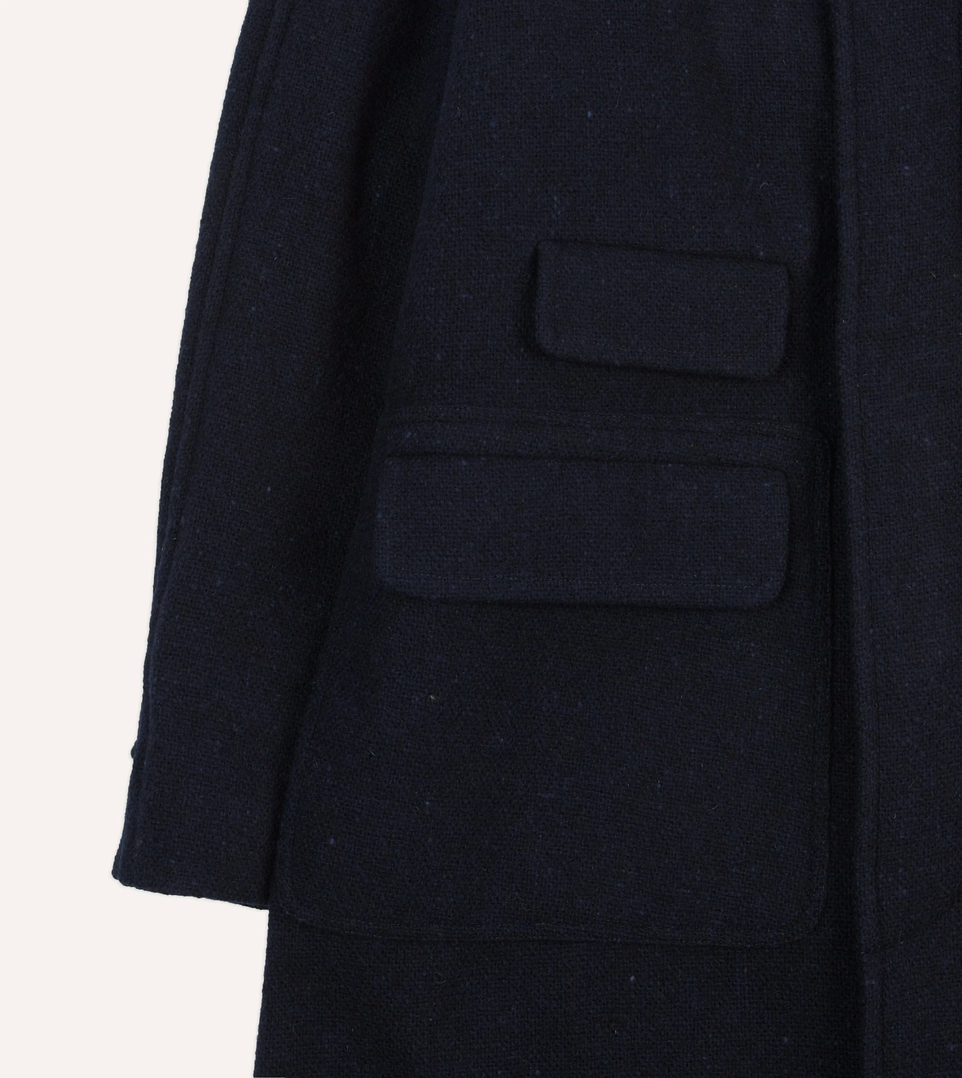 Navy Donegal Wool Raglan Coat