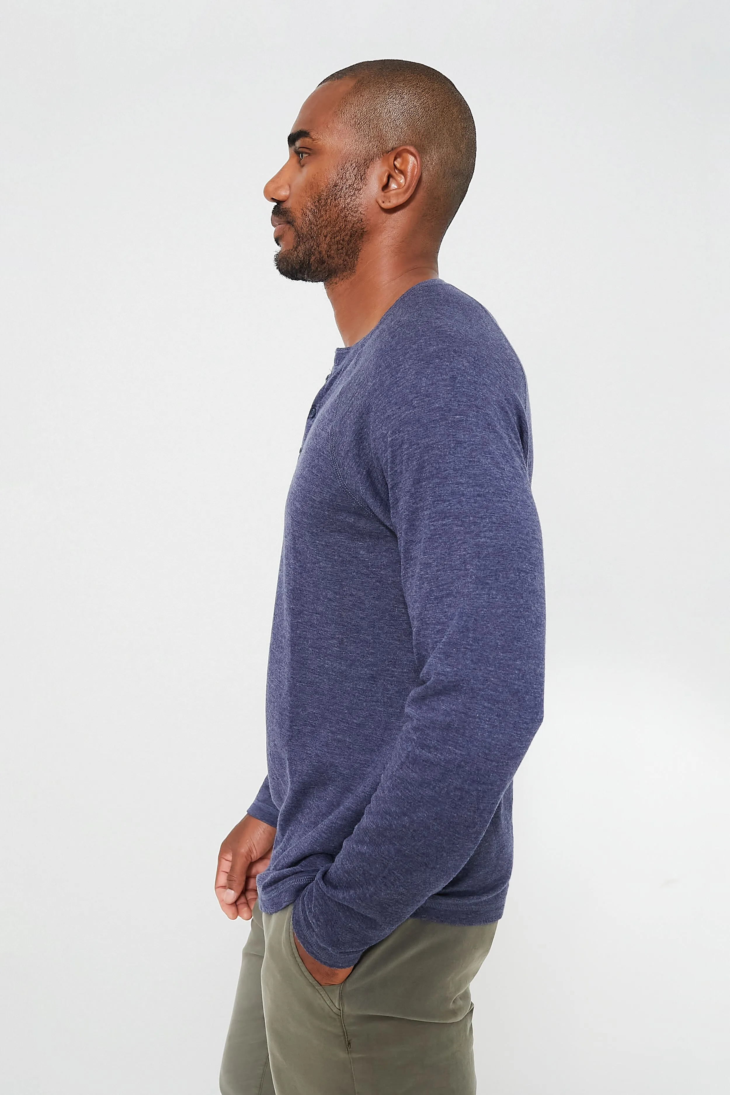 Navy Heather Cloud Long Sleeve Henley