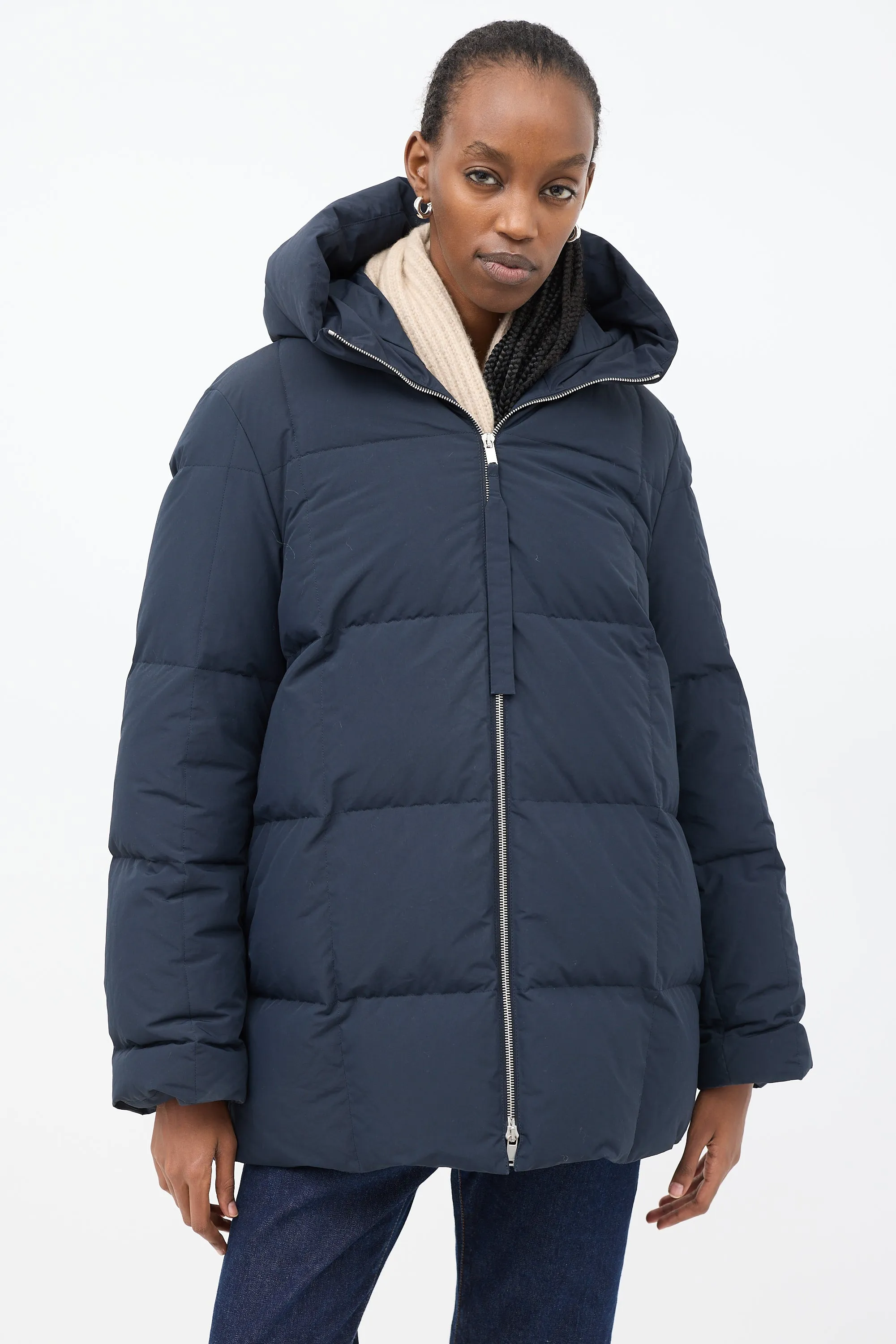 Navy Hooded Down Puffer Jacket