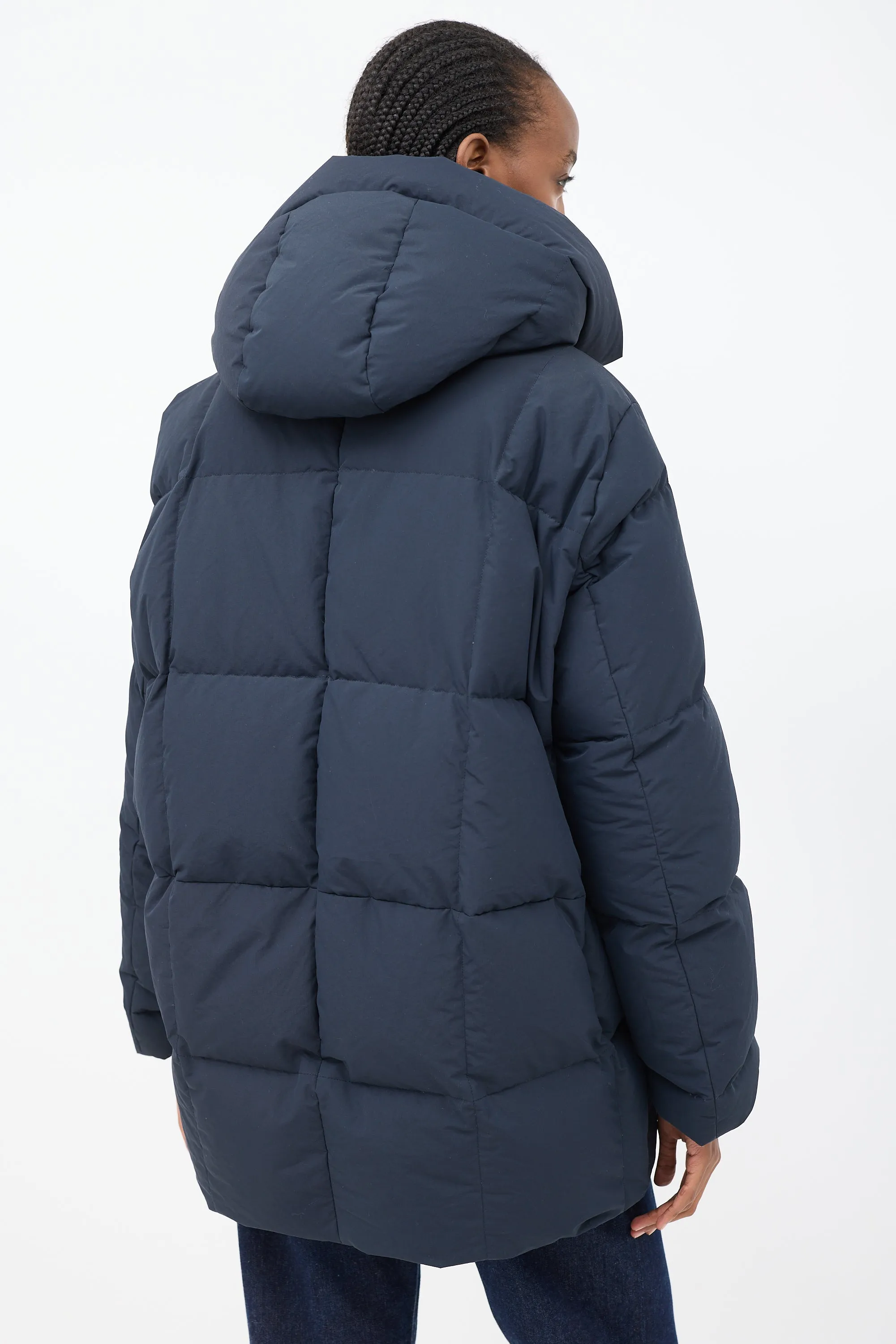 Navy Hooded Down Puffer Jacket