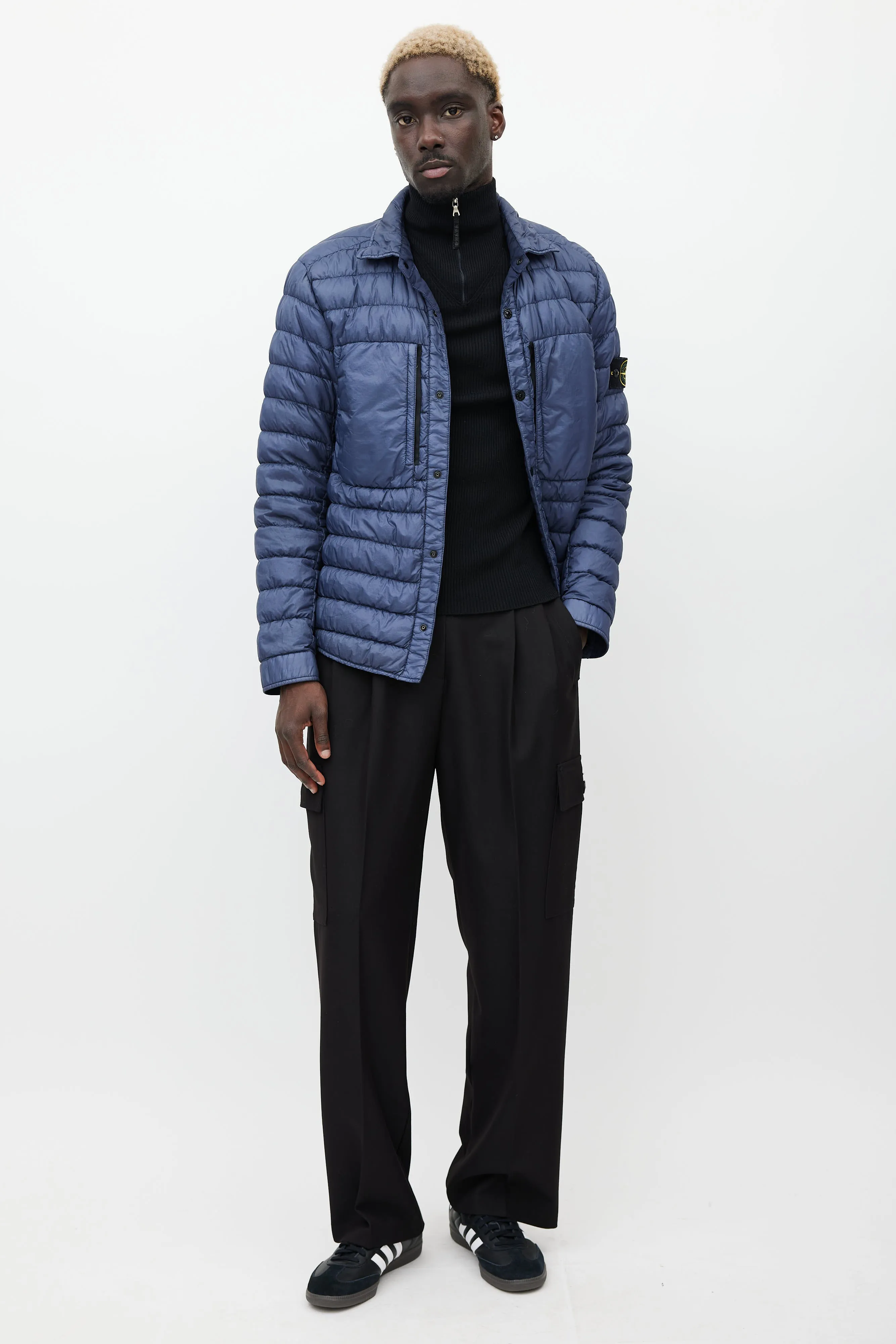 Navy Quilted Down Jacket