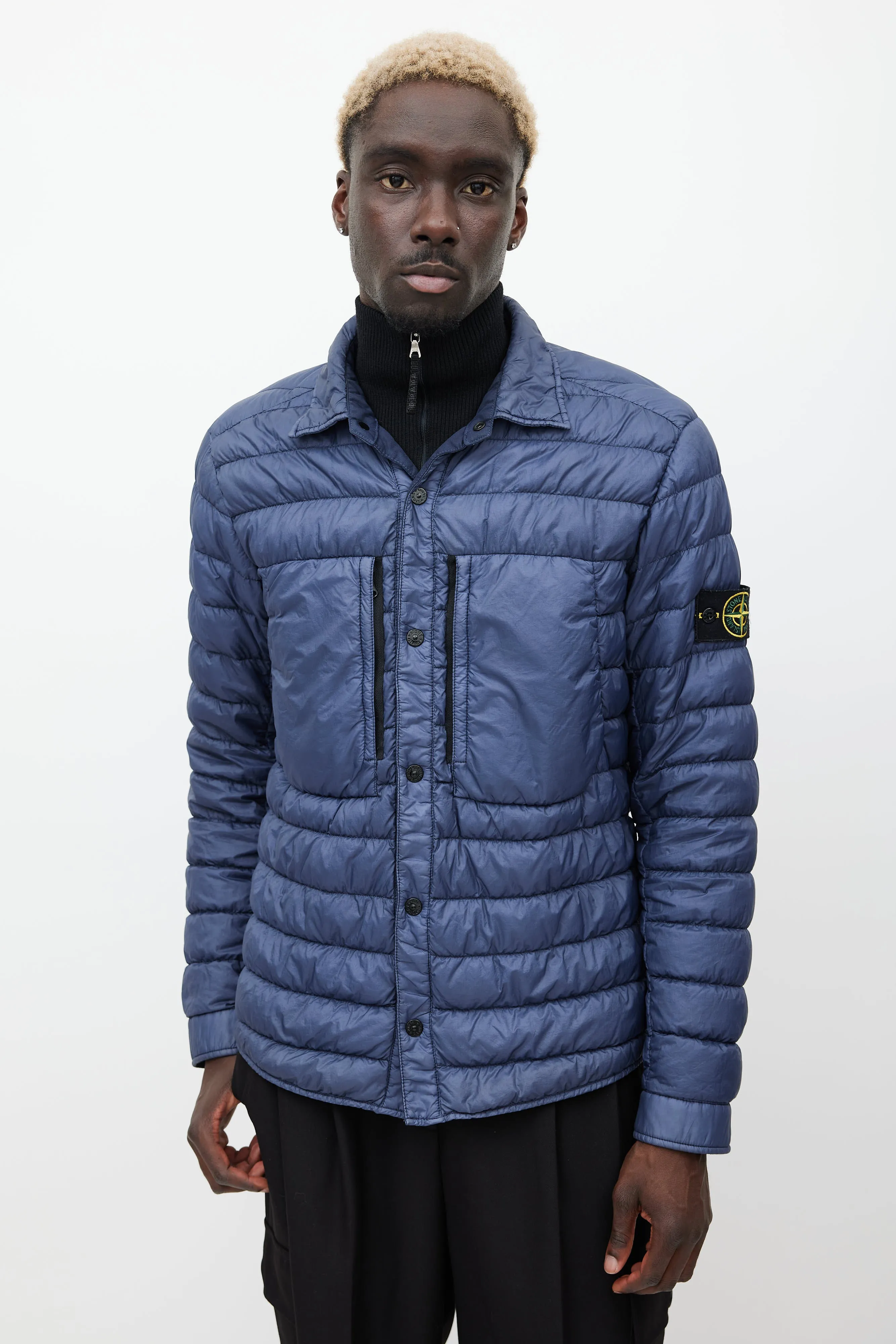 Navy Quilted Down Jacket