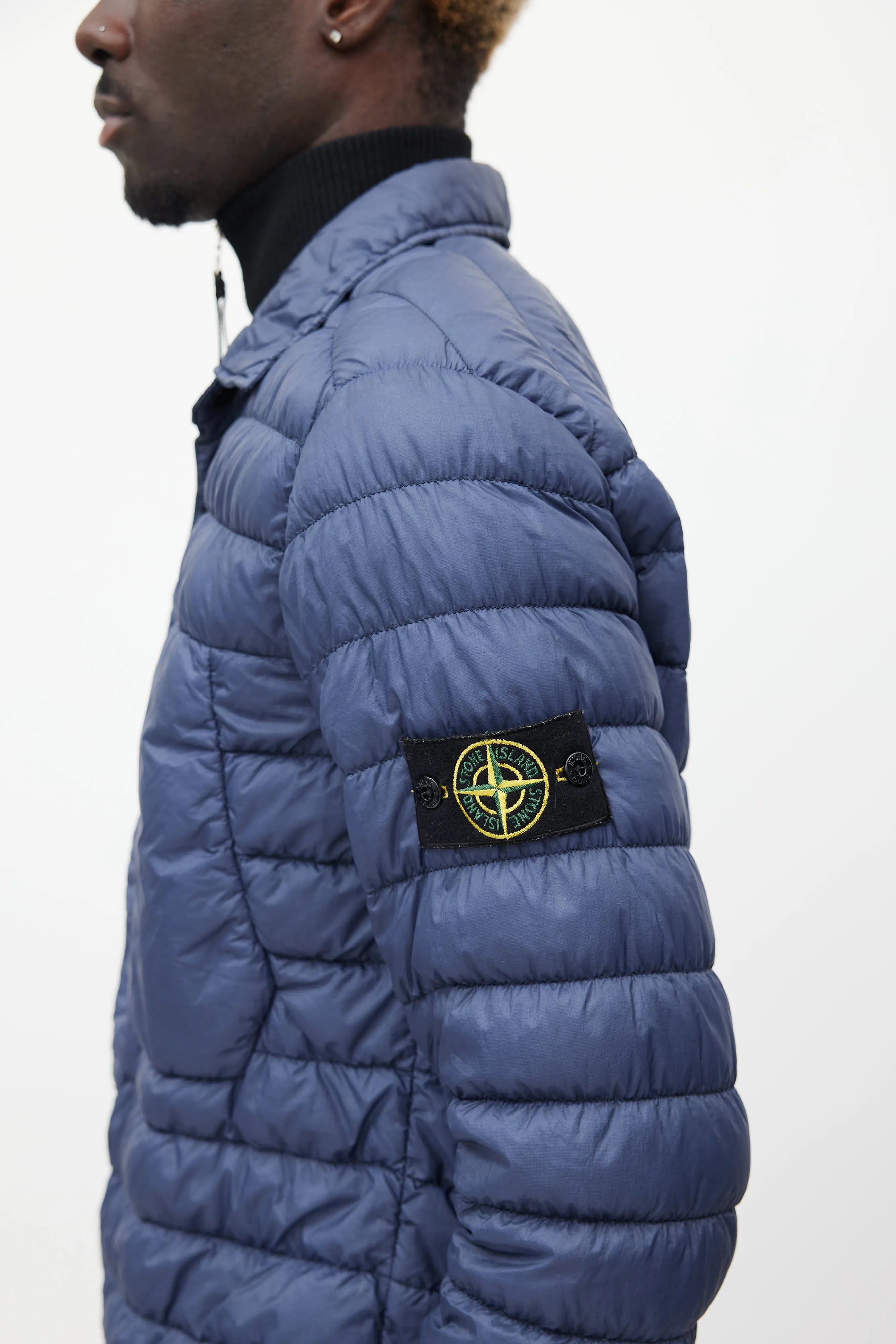 Navy Quilted Down Jacket