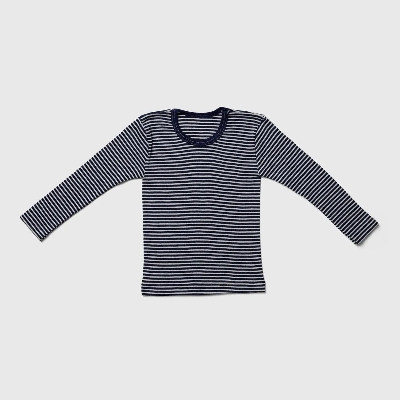 Navy Stripe Organic Wool/Silk Long Sleeve Top