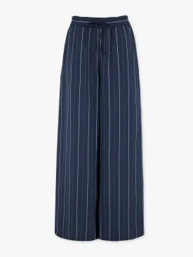 Navy stripe wide leg trousers