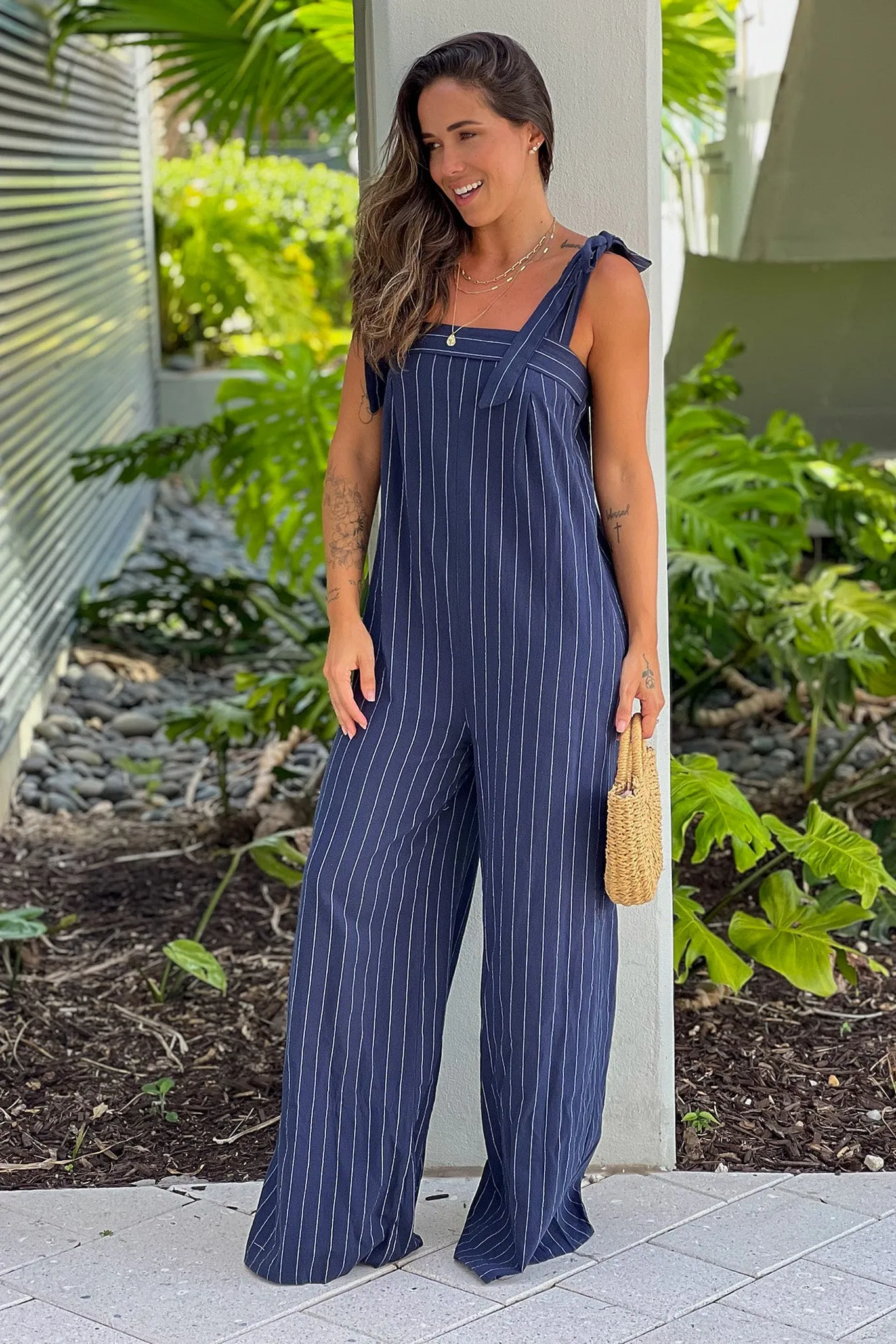 Navy Striped Jumpsuit