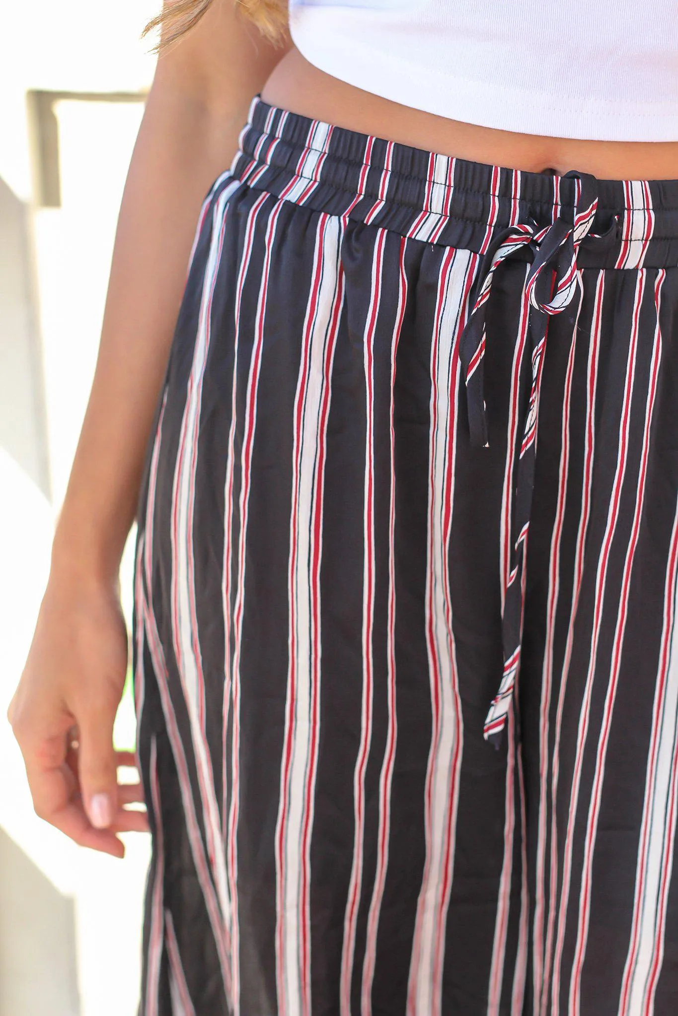 Navy Striped Pants