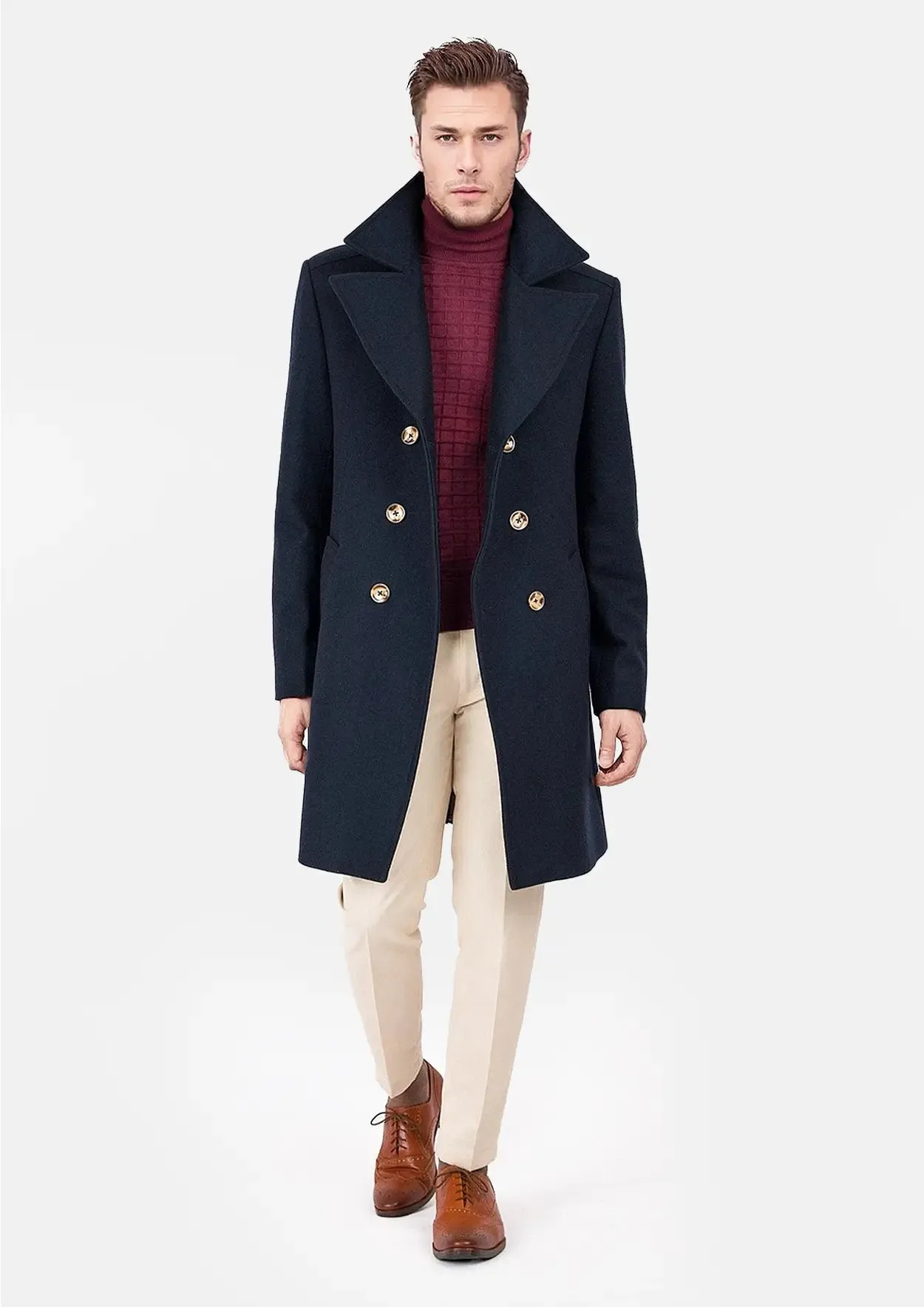 Navy Wool Signature Peacoat