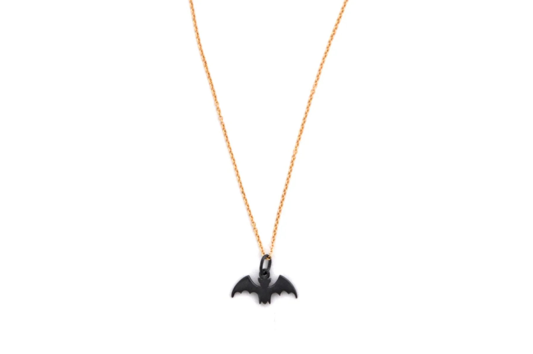 necklace / silver tiny BAT charm on fine chain