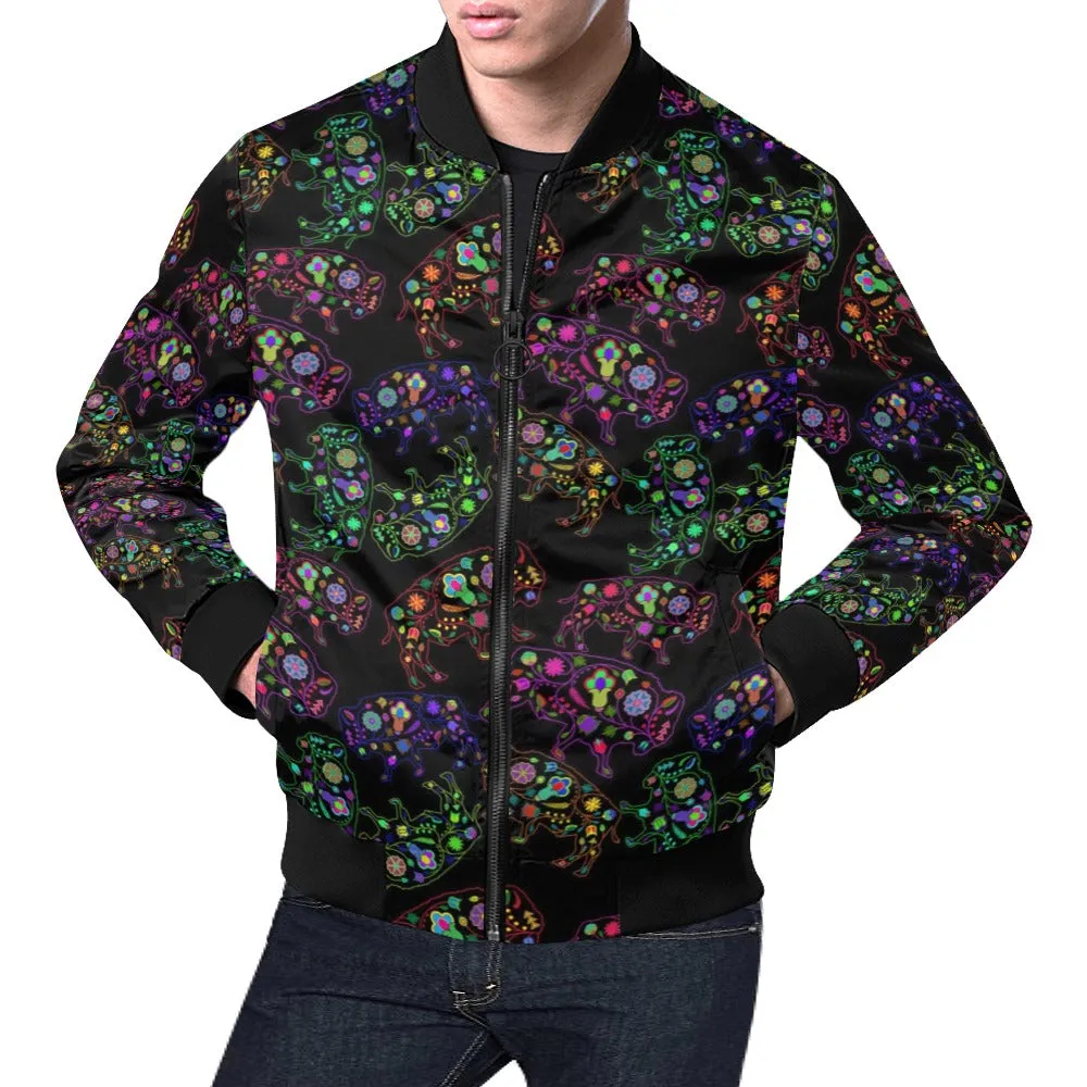 Neon Floral Buffalos Bomber Jacket for Men