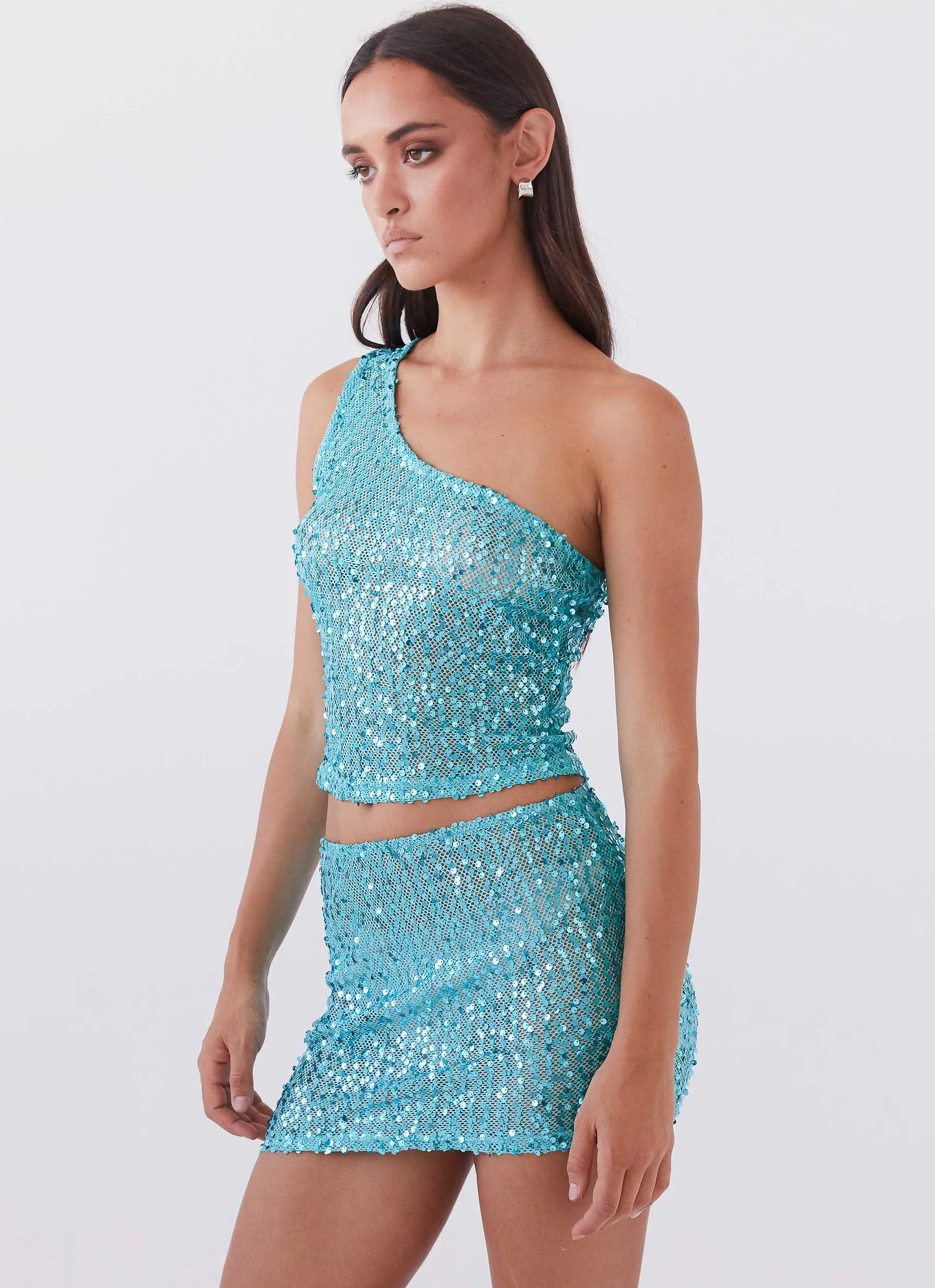 Neon Nights Sequin Mini Skirt - Crystal