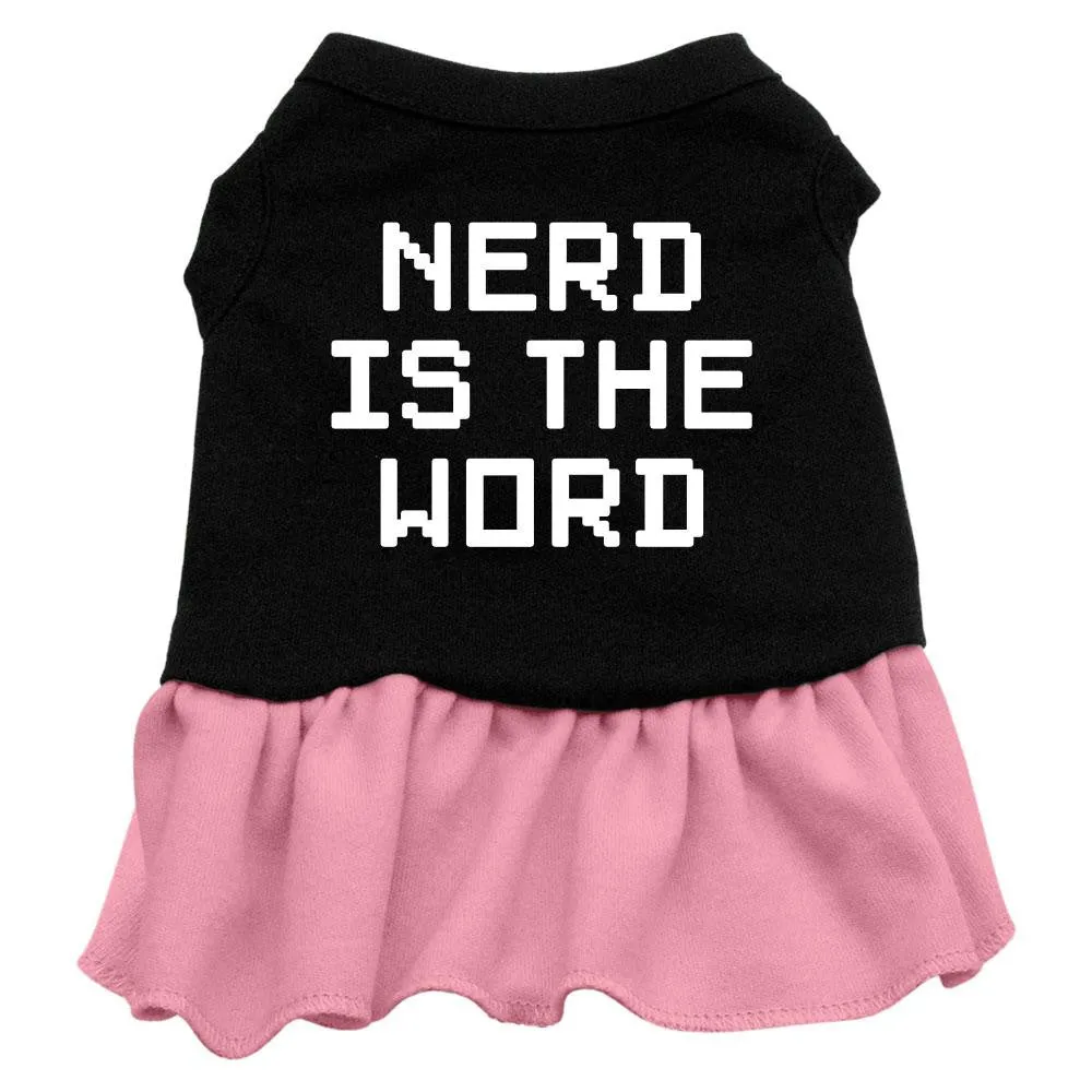 Nerd is the Word Screen Print Dress Black with Pink Med (12)