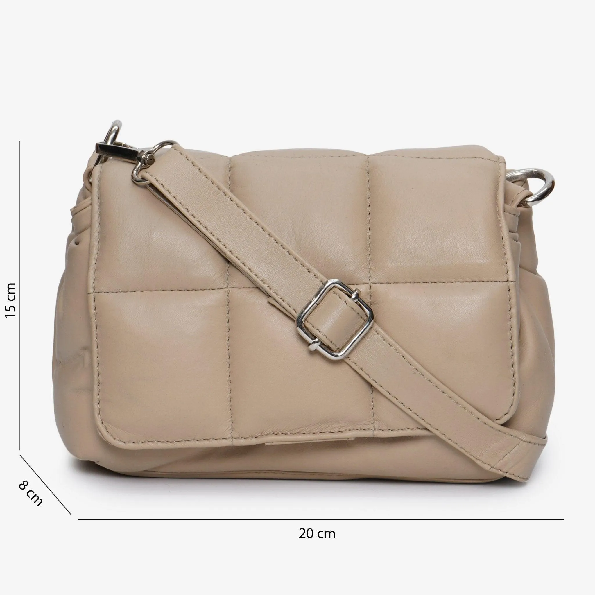 Neutral Beige Leather Cross body: Versatile Style