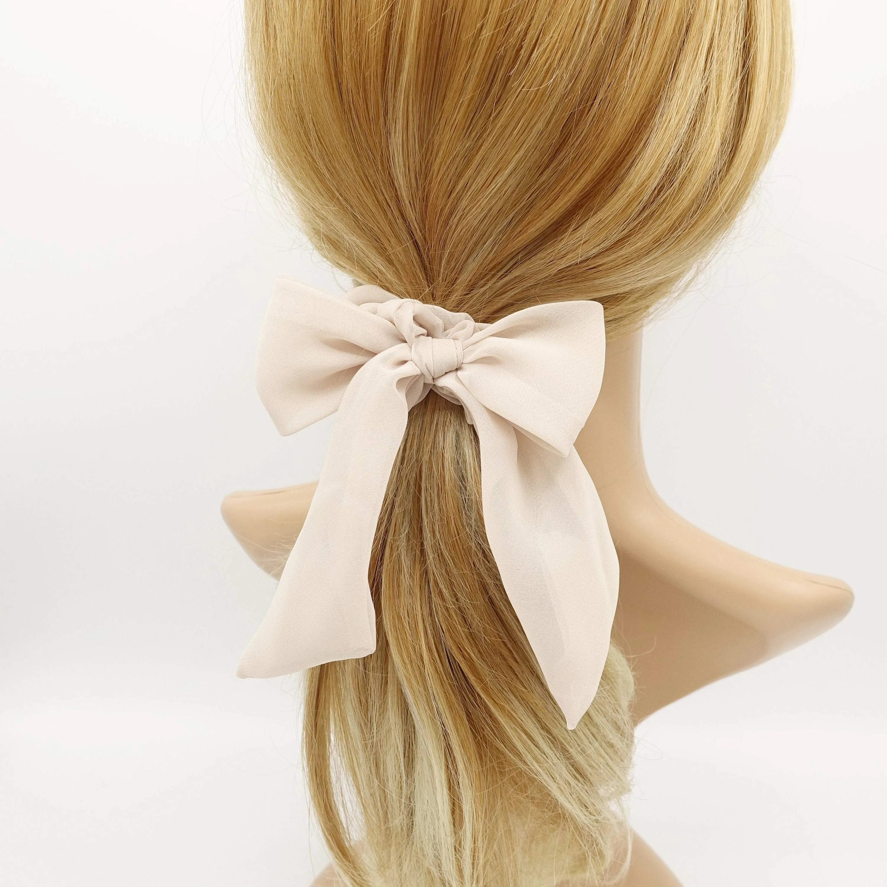 neutral chiffon bow knot scrunchies basic casual hair tie for women