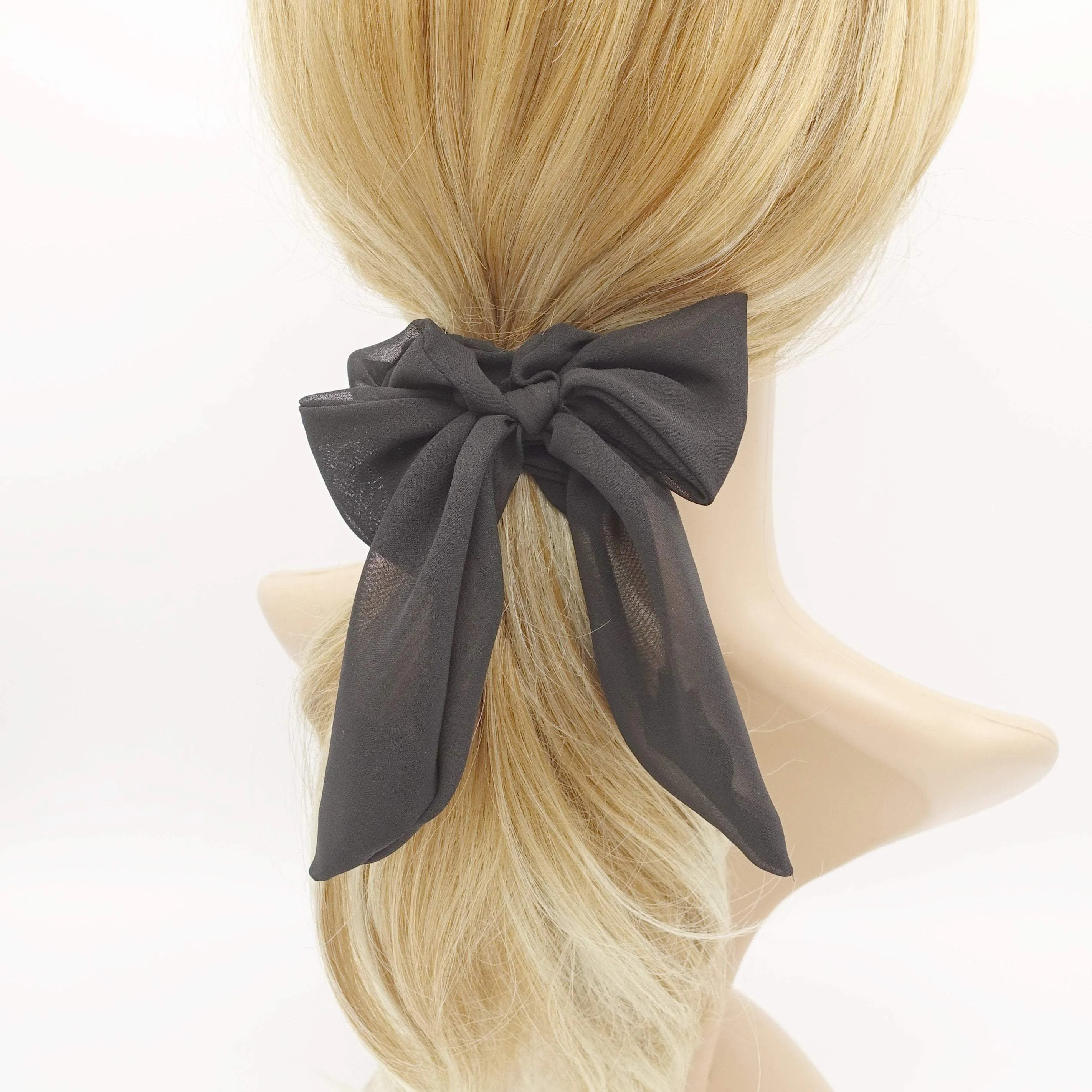 neutral chiffon bow knot scrunchies basic casual hair tie for women