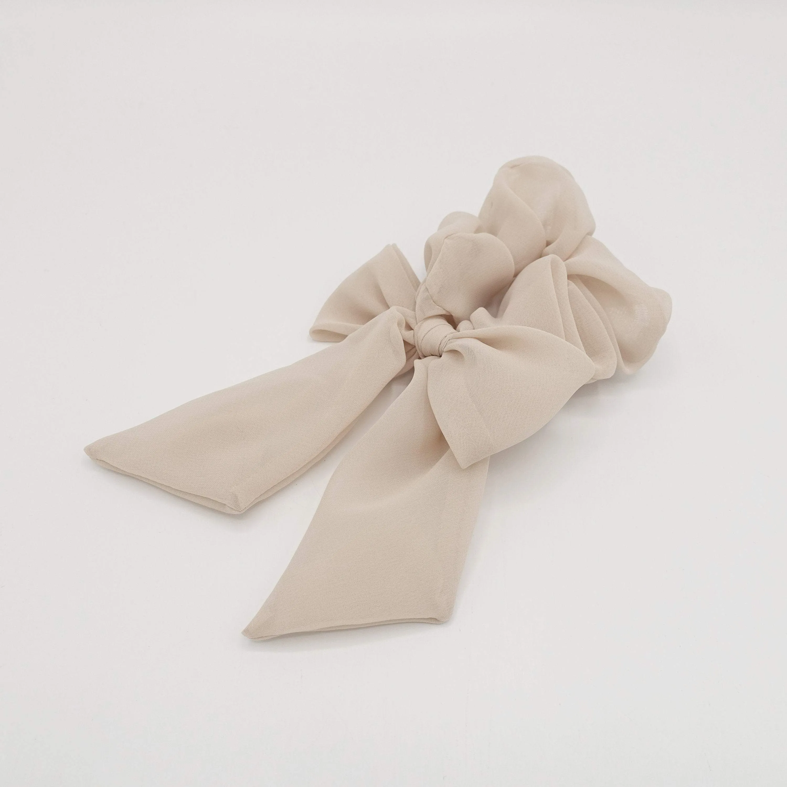 neutral chiffon bow knot scrunchies basic casual hair tie for women