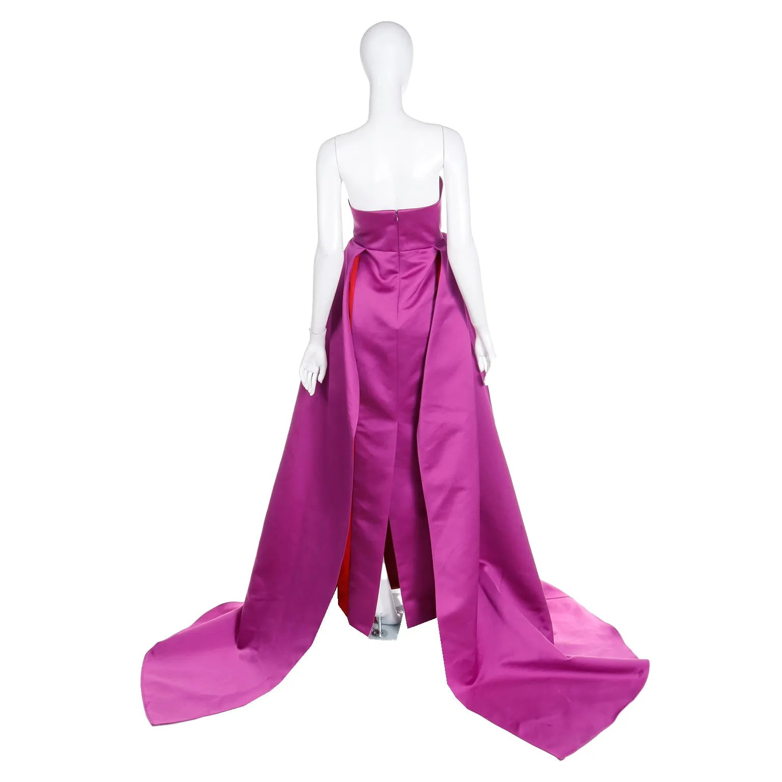 New 2022 Carolina Herrera Deadstock Strapless Red & Purple Evening Dress $5990