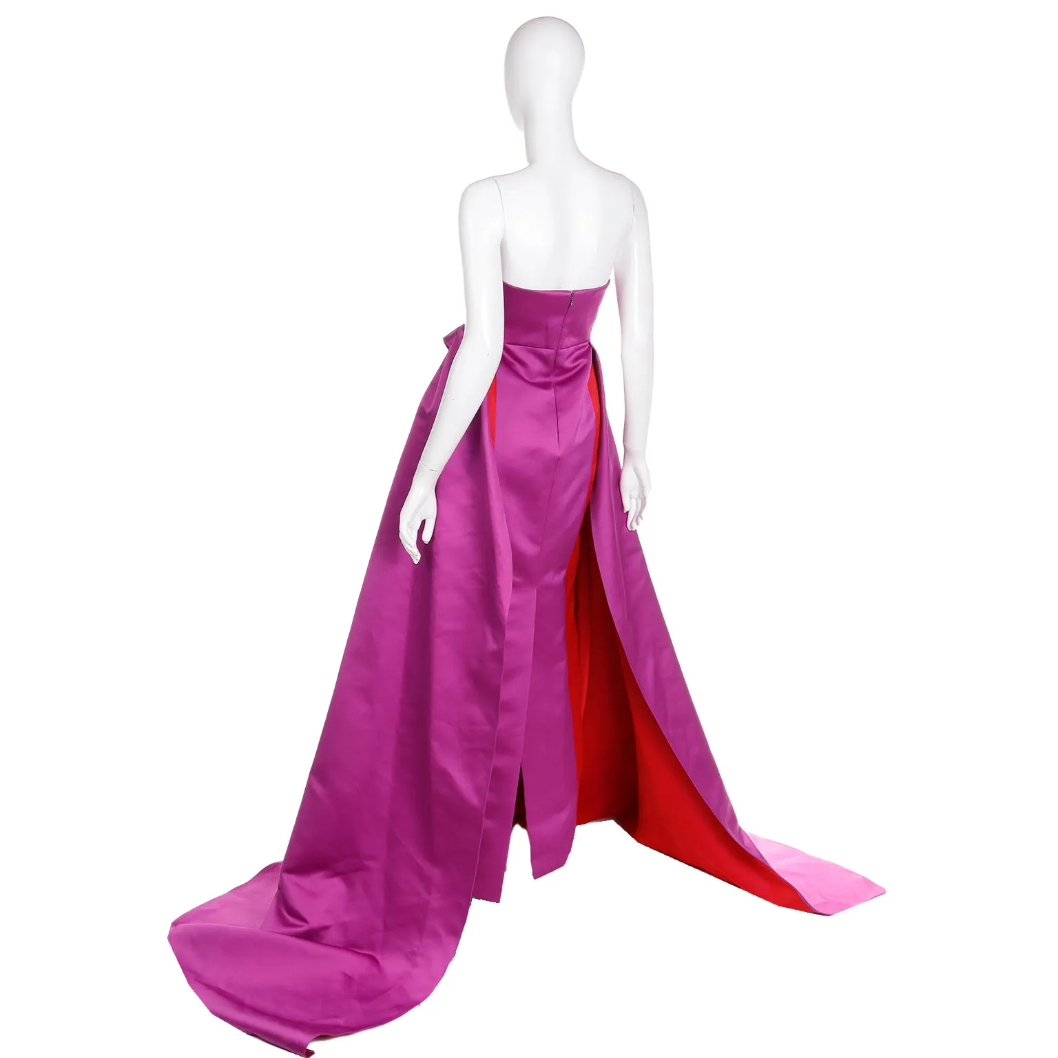 New 2022 Carolina Herrera Deadstock Strapless Red & Purple Evening Dress $5990