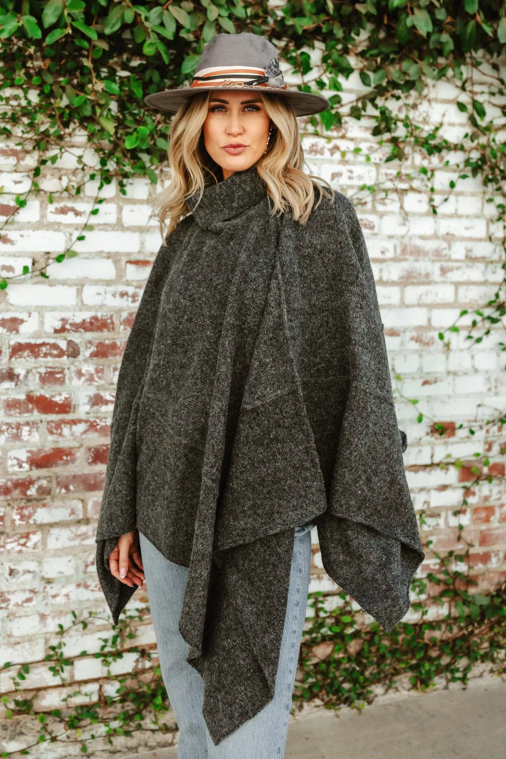 NEW!! Apres Chic Turtleneck Poncho in Charcoal