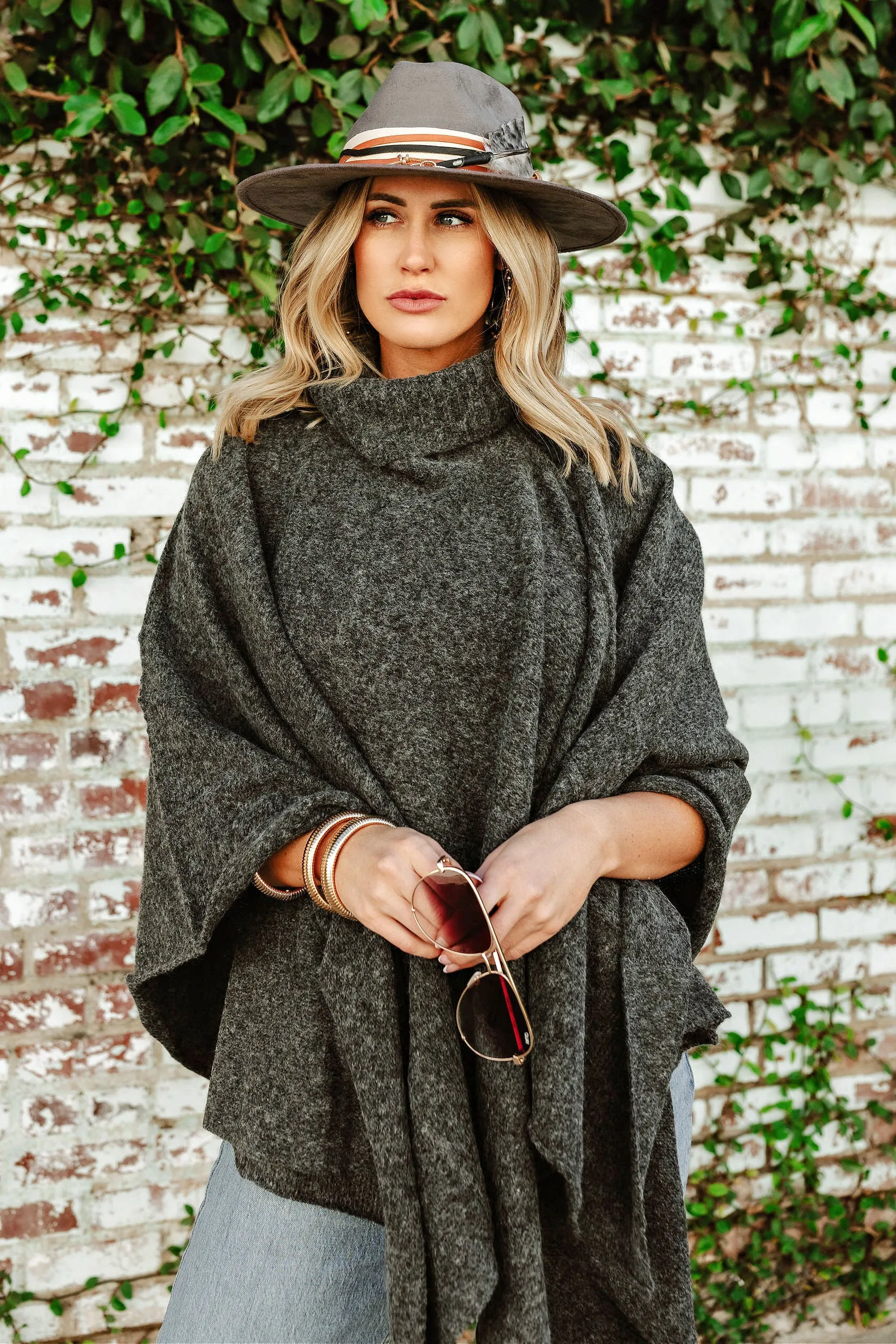 NEW!! Apres Chic Turtleneck Poncho in Charcoal