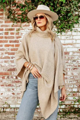 NEW!! Apres Chic Turtleneck Poncho in Taupe