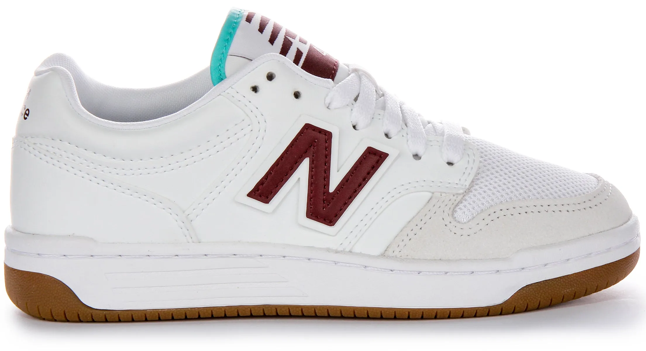 New Balance BB 480 LFT In White Burgundy