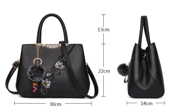 New Contrast Color Embroidered Crossbody Handbag Texture Mom Bag Fashion Large Capacity Ladies Bag