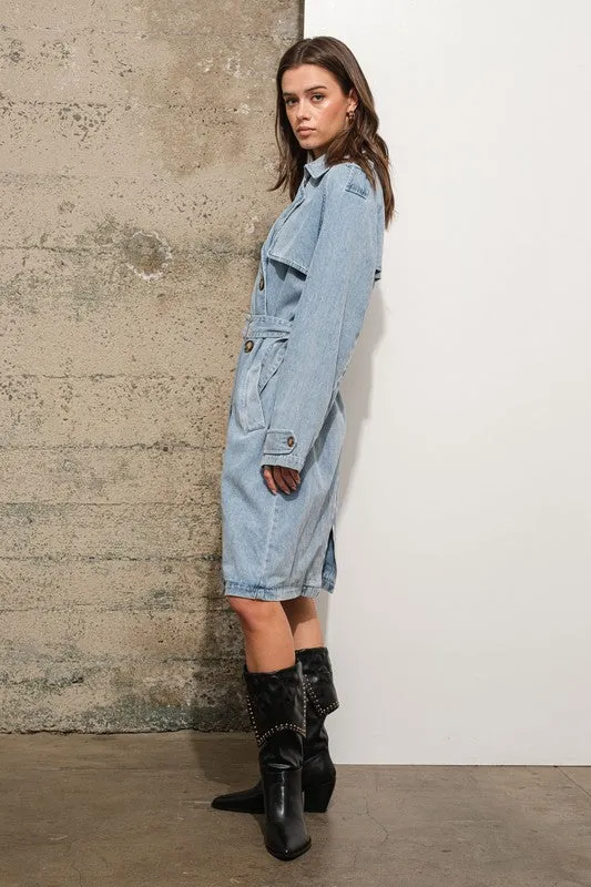 NEW!! Double Breasted Denim Trench Coat