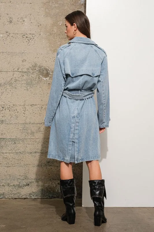 NEW!! Double Breasted Denim Trench Coat