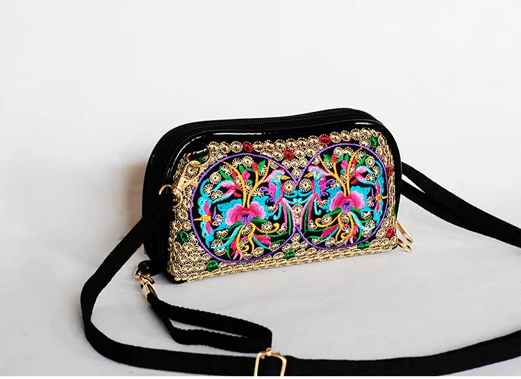 New Ethnic Embroidery Flower Bag Fashion Clutch Bag Shoulder Slung Mobile Phone Bag Mini Bag