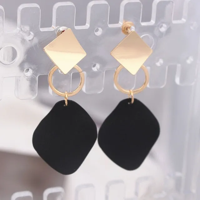 New Fashion Statement Earrings Green White Red Geometric Drop Earrings for Women Punk Metal Earring Trendy Jewelry Elegant