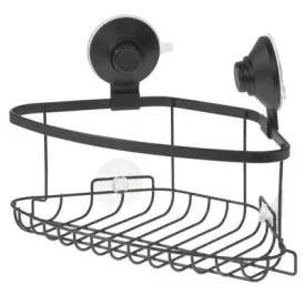 New - iDESIGN Everett Push Lock Suction Corner Basket Matte Black