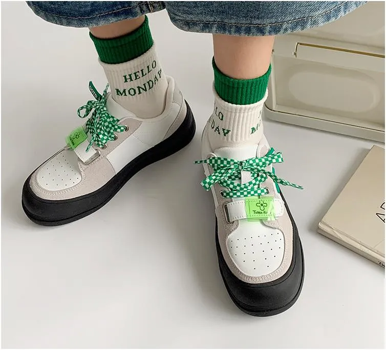 New Spring Women Flat Platform Shoes Ladies Lace Up Vulcanized Casual Shoes Female Sneakers Ins Hot Sport Shoes