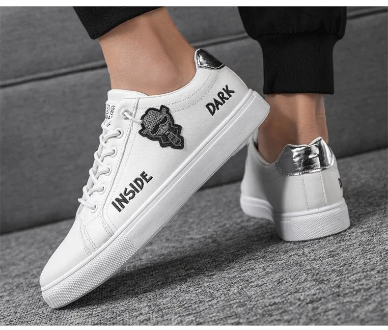 New Stylish Shiny Mens Casual Shoes Original Street Designer Skateboard Shoes Men Black White Mirror Sneakers Zapatillas Hombre