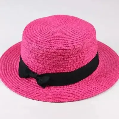 New Summer Parent-Child Bucket Cap Women Sun Visor Bowknot Straw Hat Girls Outdoor Beach Travel Sunshade Wide Cap