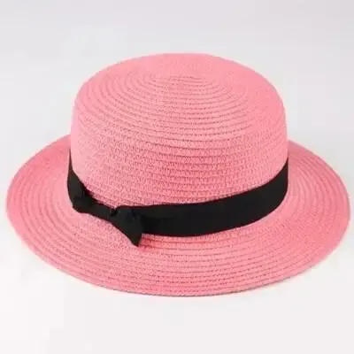 New Summer Parent-Child Bucket Cap Women Sun Visor Bowknot Straw Hat Girls Outdoor Beach Travel Sunshade Wide Cap