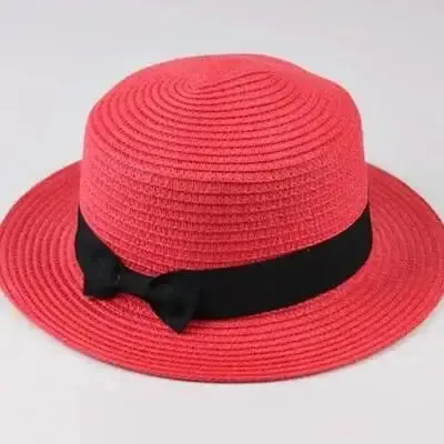 New Summer Parent-Child Bucket Cap Women Sun Visor Bowknot Straw Hat Girls Outdoor Beach Travel Sunshade Wide Cap