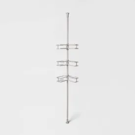 New - Threshold Tension Pole Aluminum Shower Caddy Bathroom Corner Shelf Organizer