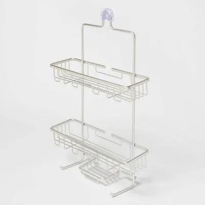 New - Threshold Wide Rustproof Hanging Shower Caddy Aluminum Over Shower Head