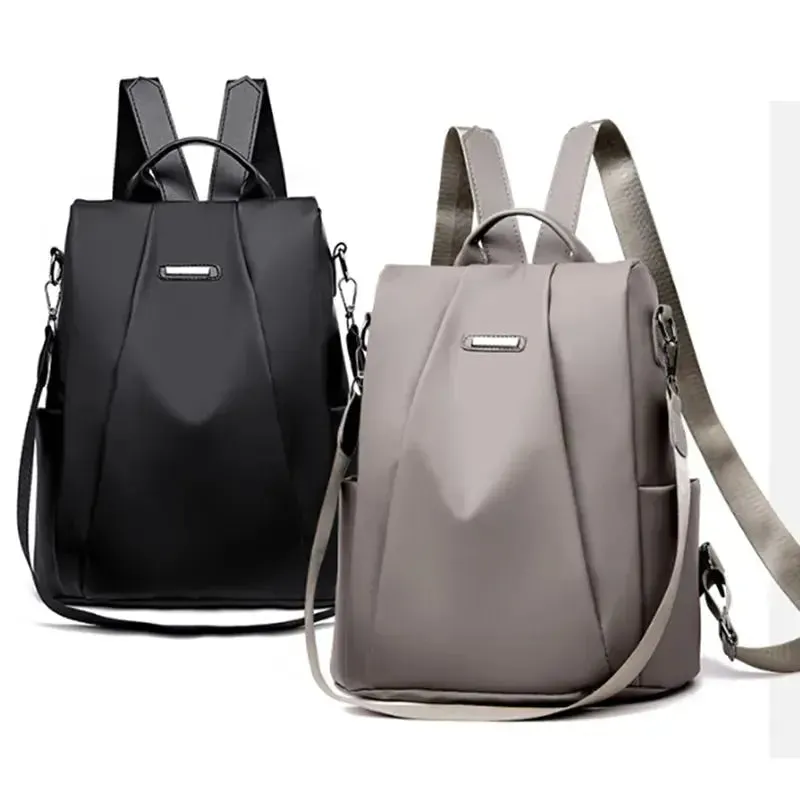 New Women's Multifunction Backpack Casual Nylon Solid Color School Bag  For Girls Fashion Detachable Strap Travel Shoulder Bag